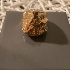 Gold Statement Ring with Red Accent